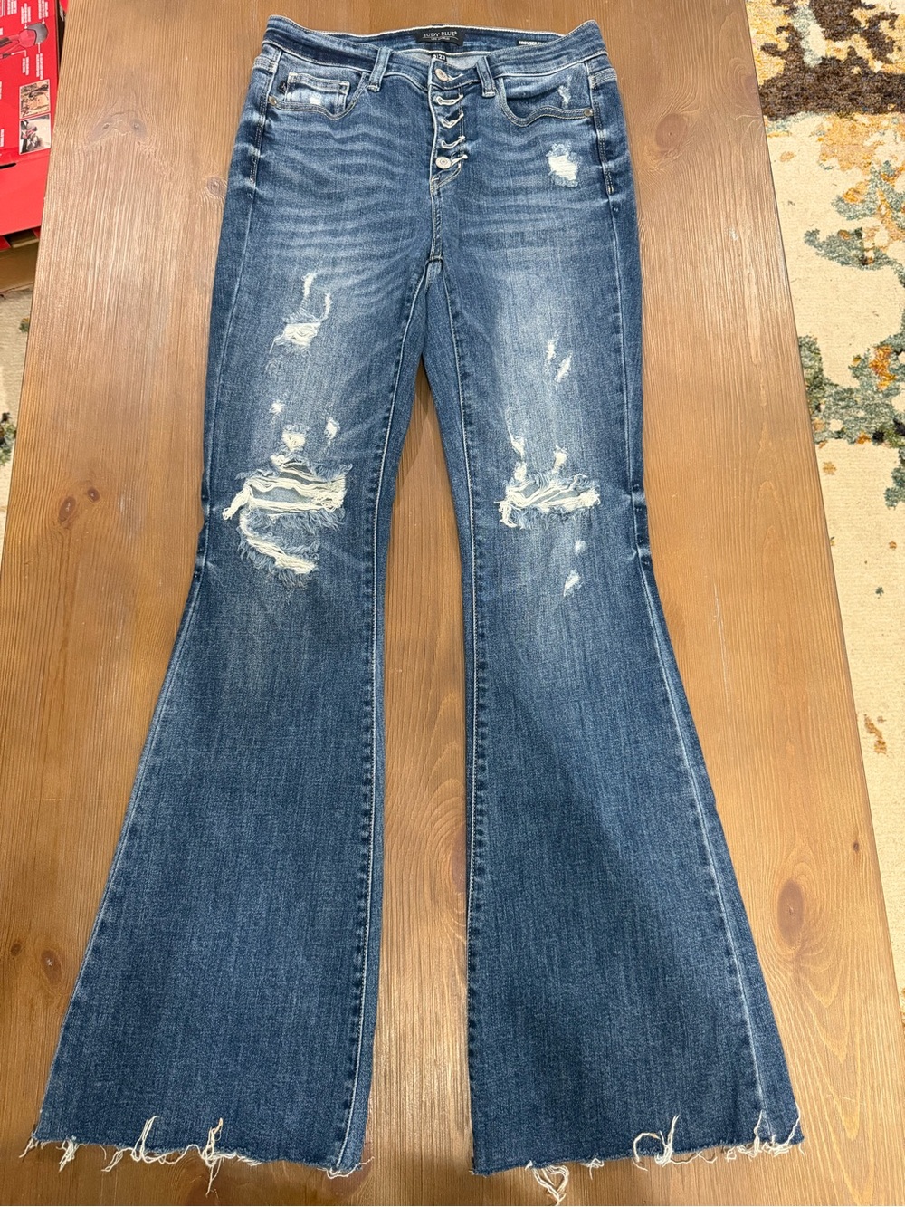Judy Blue Distressed Trouser Flare Jeans - Women's